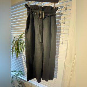 Crop linen wide leg pant